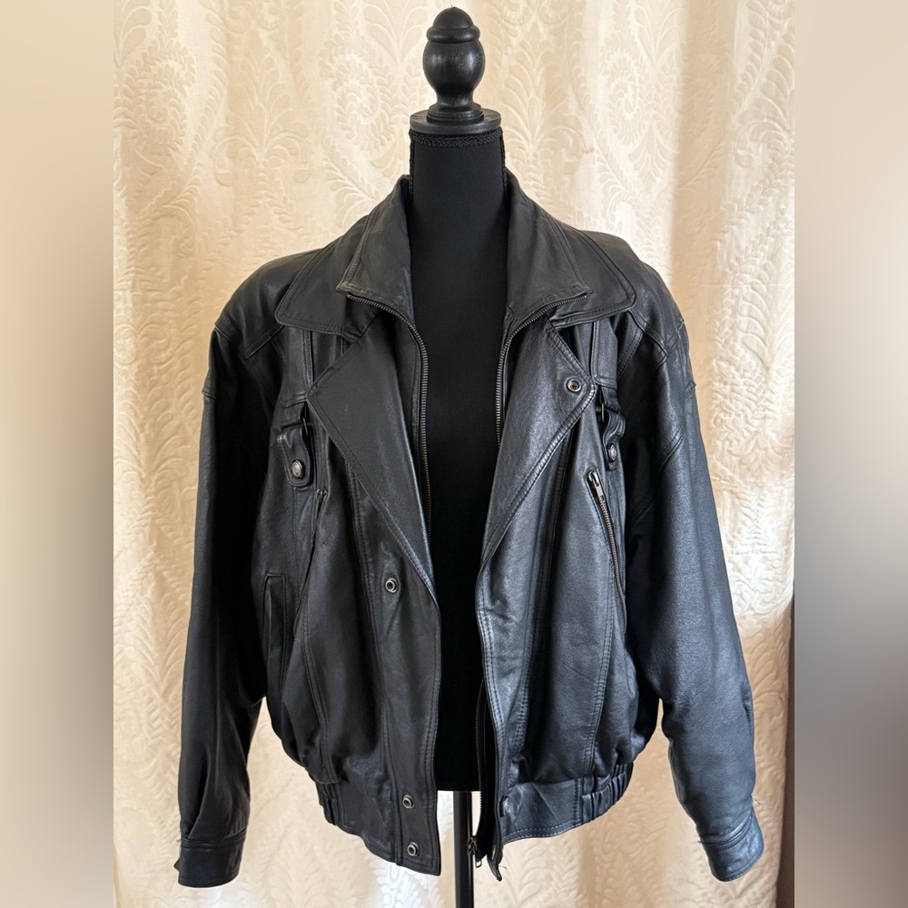 Oversized Genuine Leather Black Jacket